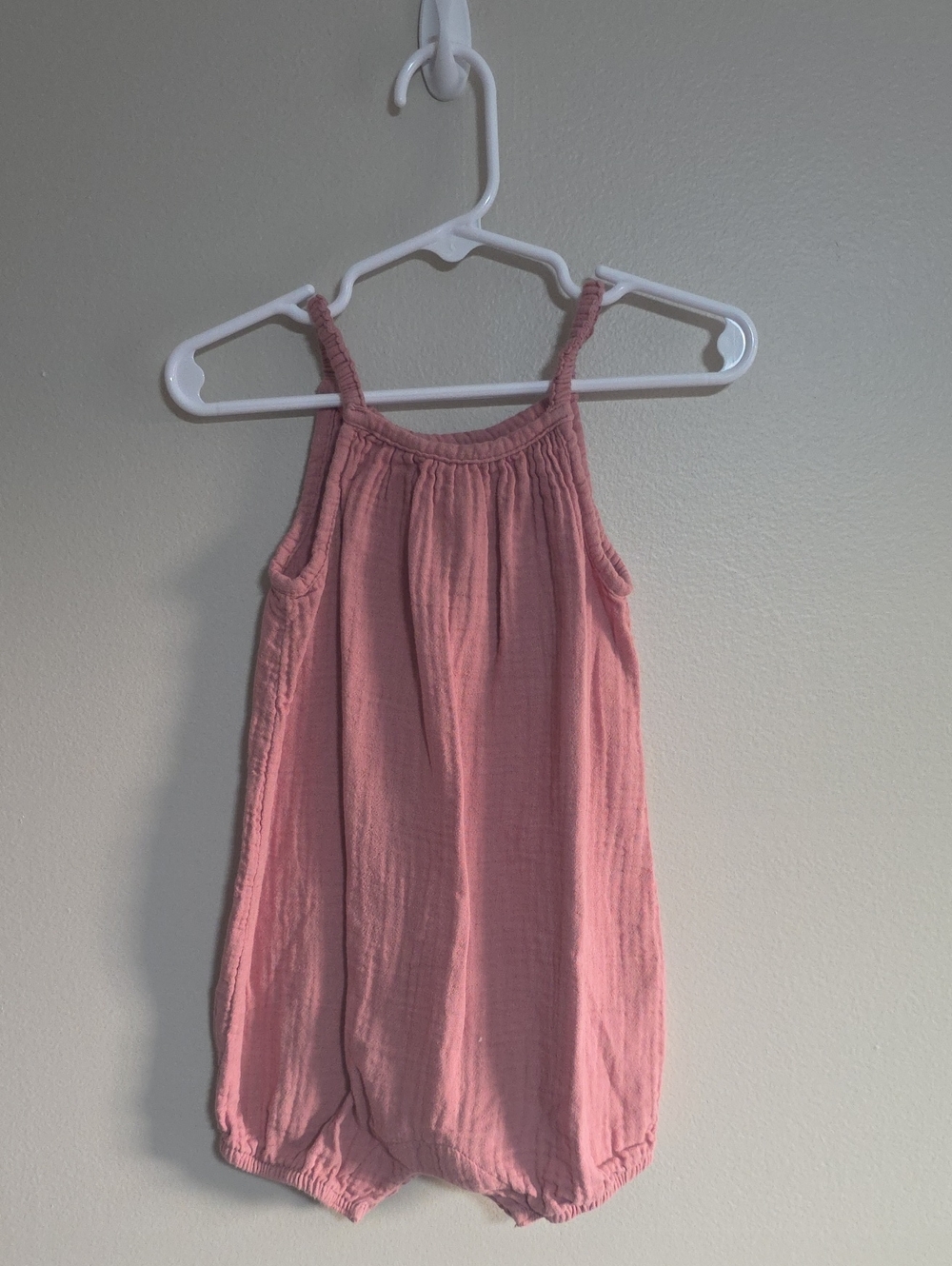 Lightweight Pink Baby Romper with Spaghetti Straps